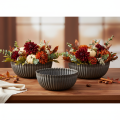 Bol acanalado, color antracita, decorativo, redondo, 15 cm, 2 piezas | Floristik24.es