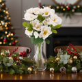 Ramo de rosas artificiales de Navidad, ramo navideño, 35 cm, 6 unidades | Floristik24.es