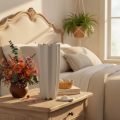 Jarrón moderno acanalado, jarrón alto decorativo para flores secas, 38 cm. | Floristik24.es