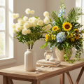 Flor de crisantemo artificial, ramo blanco crema, rama decorativa, grande 56 cm, 4 piezas | Floristik24.es