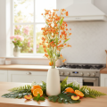 Rama de orquídea artificial naranja con filigrana para decoración de habitaciones, 110 cm, 3 unidades. | Floristik24.es