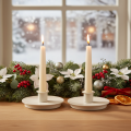 Portavelas redondos color crema para velas cónicas, decoración de mesa, 10 cm, 2 unidades | Floristik24.es