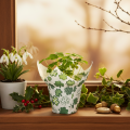 Maceta de papel con motivo de trébol, decoración de Año Nuevo, 12 cm, 12 unidades | Floristik24.es