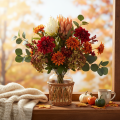 Flor artificial de Protea Leucadendron con tallo largo, 65 cm, 3 piezas | Floristik24.es