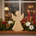 Ángel decorativo de madera, hecho de madera natural clara, decoración navideña, 30 cm. | Floristik24.es