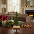 Árbol de Navidad decorativo sobre soporte de madera, 26 cm. | Floristik24.es