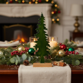 Árbol de Navidad decorativo sobre base de madera, decoración de mesa, Navidad, 46 cm | Floristik24.es