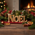 Soporte para decoración navideña Noel con dos abetos de 18 cm. | Floristik24.es