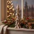 Pequeño árbol de Navidad decorativo con efecto nieve, adorno de mesa, 44 cm. | Floristik24.es