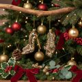 Adorno de zapato de cristal con estampado de leopardo para árbol de Navidad, 13 cm, 2 unidades. | Floristik24.es