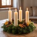 Vela de palo decoración de vela blanca crema 120mm/Ø21mm 6 piezas | Floristik24.es