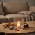 Linterna de cristal, portavelas de cristal, vela de cristal Ø11,5cm H9,5cm | Floristik24.es