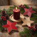 Estrellas poinsettias de madera estriadas rojo natural 11cm 3uds | Floristik24.es