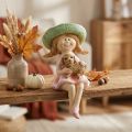 Figura decorativa para estante: Niña sonriente con perro, Ø4,5 cm, H9,5 cm. | Floristik24.es