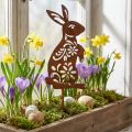 Estaca de jardín Patrón de flor de conejito de óxido Decoración de jardín Pascua 9 × 15 cm | Floristik24.es