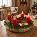 Corona de paja Ø40cm natural 5 piezas - Corona de Adviento, corona de puerta, corona de Pascua artesanal | Floristik24.es