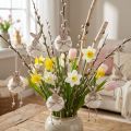 Conejitos conejitos decorativos de madera para colgar blanco natural 5cm×12cm 6ud | Floristik24.es