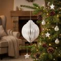 Bola alveolar Bola navideña papel blanco FSC Ø15cm H20cm | Floristik24.es