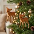 Figura decorativa reno joven marrón 7,5cm flocado 2 piezas | Floristik24.es