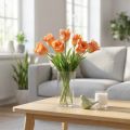 Flor artificial, loro tulipán naranja, flor de primavera 63cm | Floristik24.es