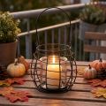 Farol de jardín con asa, negro, portavelas de cristal, Ø17cm, H15cm | Floristik24.es