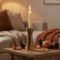 Portavelas de madera natural Ø6cm H20cm | Floristik24.es