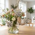 Percha decorativa corazón flor mariposa blanco natural 9cm 3ud | Floristik24.es
