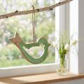 Decoración de pájaros colgador decorativo de madera verde natural 15,5x1,5x16cm | Floristik24.es