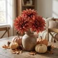 Dalias artificiales flores de color marrón rojizo Ø15cm L28cm 3 piezas | Floristik24.es