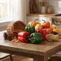 Decoración pimentón rojo verde red artificial Ø8cm H11,5cm 4 piezas | Floristik24.es