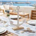 Decoración de Mesa Ancla Marítima sobre Base Blanco Natural 20x5x26cm | Floristik24.es