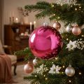 Bola de Navidad de plástico grande para árbol de Navidad rosa Ø14cm | Floristik24.es