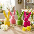 Figura decorativa de conejito de Pascua con collar de perlas, perfecta para salón o dormitorio, 13cm, 4 piezas | Floristik24.es