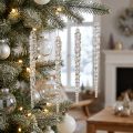 Carámbanos decorativos para colgar purpurina transparente invernal 14cm 4ud | Floristik24.es