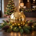 Bola navideña de plástico grande dorada Ø25cm | Floristik24.es