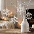 Decoración de copos de nieve cristales de hielo con purpurina blanca 10cm 12 piezas | Floristik24.es