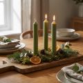 Vela de palo velas de cera teñidas de verde 180mm/Ø21mm 6ud | Floristik24.es