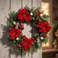 Decoración de flores artificiales de seda roja de nochebuena, 6 piezas en un ramo | Floristik24.es