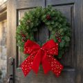 Lazo rojo de estrellas navideñas, lazo decorativo para exterior, 21 cm, 2 unidades | Floristik24.es