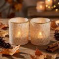 Portavelas de cristal con estampado de cachemir, Ø8 cm, H9 cm, 2 unidades | Floristik24.es