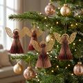 Ángel de papel ángel de Navidad decoración vino rojo rosa H12cm 4pcs | Floristik24.es