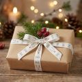 Cinta de regalo Navidad Cinta navideña Hohoho blanco 15mm 20m | Floristik24.es