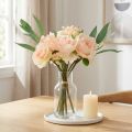 Ramo de flores artificiales peonías rosas eucalipto flores de seda decorativas 32cm | Floristik24.es