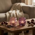 Portavelas decoración de vidrio violeta rosa Ø7,5cm H7,5cm 2ud | Floristik24.es