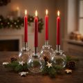 Portavelas de palo candelabro vidrio metal plateado Ø10,5cm 4ud | Floristik24.es