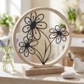 Decoración de mesa con flores de metal, decoración de resortes de metal y madera, Al. 19 cm | Floristik24.es
