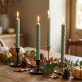 Velas rústicas velas de palo teñidas de verde 250/28mm 4 piezas | Floristik24.es