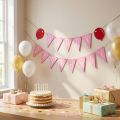 Guirnalda de banderines de fieltro para decoración de cumpleaños, color rosa, 300 cm. | Floristik24.es
