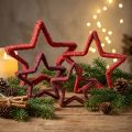 Estrella de pie decoración navideña yute rojo 13/18cm 4ud | Floristik24.es