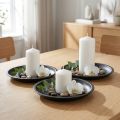Plato decorativo redondo de metal en color negro Ø23cm H2,5cm 3uds | Floristik24.es